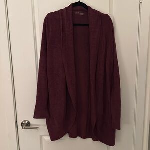 Barefoot Dreams CozyChic Lite Circle Cardigan, gorgeous wine color. M/L